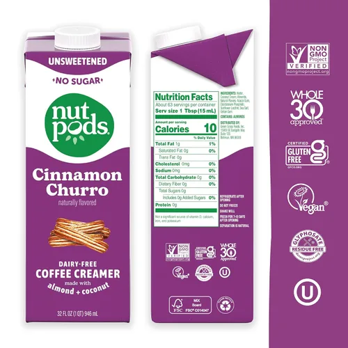 Vista 2 de nutpods Crema de café sin lácteos de canela sin azúcar - 32 oz paquete de 3