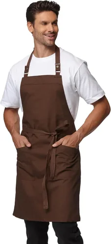 Vista 11 de Delantales de chef para hombres y mujeres con bolsillos grandes, delantal de lona, impermeable, profesional, con 2 bolsillos, 4251 GB