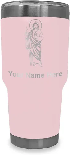 Vista 29 de LaserGram Vaso aislado al vacío de 20 onzas, Saint Jude, grabado personalizado incluido (negro)