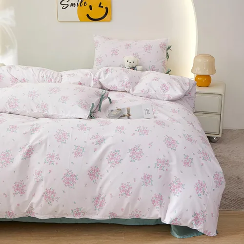Vista 54 de Juego de funda de edredón blanca con estampado floral azul, juego de ropa de cama de algodón suave estilo bohemio, juego de ropa de cama estética