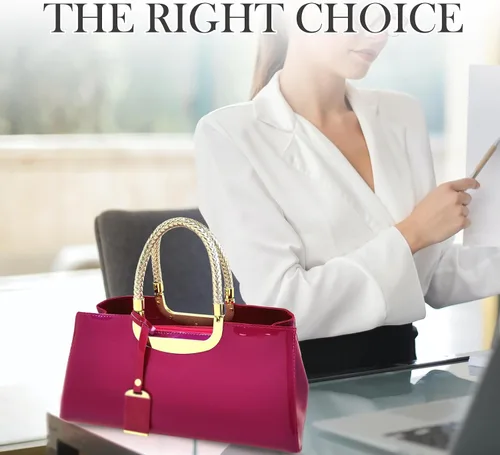 Vista 7 de Bolso de hombro estructurado de piel sintética brillante para mujer, para fiesta de noche, bolso de boda, bolso retro