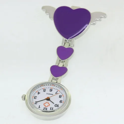 Vista 2 de Angel Heart Brooch Clip Nurse Watch Health Care Doctor Paramedic Medical Stainless Steel Chain Fob Watches