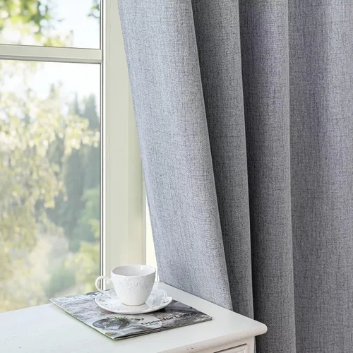 Vista 21 de Cortinas 100% opacas de lino sintético, 90 pulgadas de largo, 2 paneles para dormitorio o sala de estar, térmicas y atenuantes, con lengüetas