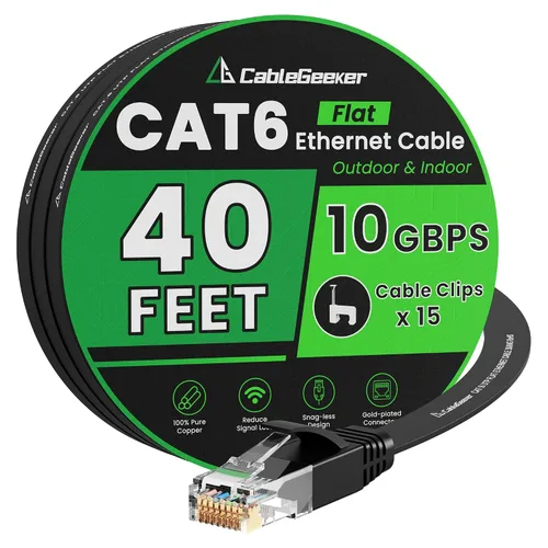 Vista 25 de Cable Ethernet Cat 6 de 10 pies, paquete de 2 unidades, para interiores y exteriores, red de Internet de 10 Gbps de alta velocidad, cable Ethernet