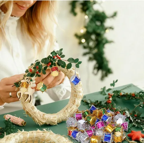 Vista 5 de 60 adornos para árbol de Navidad con purpurina, mini tambores, adornos para árbol de Navidad, pequeños instrumentos musicales, colgante colgante