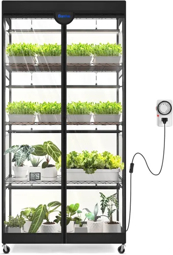 Vista 14 de Barrina LP600 - Invernadero interior con luz de crecimiento, soporte de 4 niveles con tienda de campaña 5000K