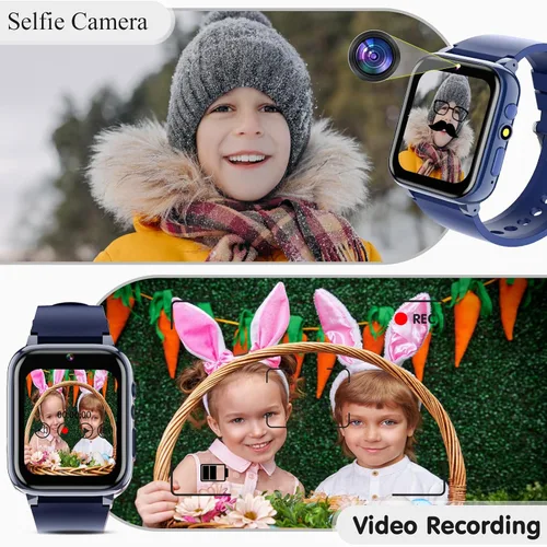 Vista 3 de iCHOMKE Reloj inteligente para niños, reloj inteligente para niñas y niños con 26 juegos, grabadora de video y reproductor, linterna de calendario