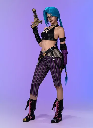 Vista 4 de OSIAS Figura de disfraz de cosplay de Arcanee Jinx para mujer, favorecedora y elegante