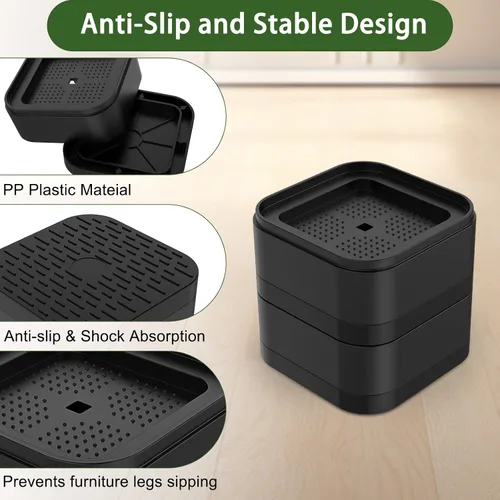 Vista 3 de Paquete de 20 elevadores apilables para muebles, elevadores de cama de 1.38 pulgadas, elevadores de patas de escritorio, elevadores de cama