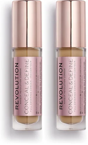 Vista 21 de Revolution, Corrector Conceal & Define, Cobertura Completa y Ligero, Acabado Mate de Larga Duración, Vegano y Libre de Crueldad, C1 Tonos de Piel