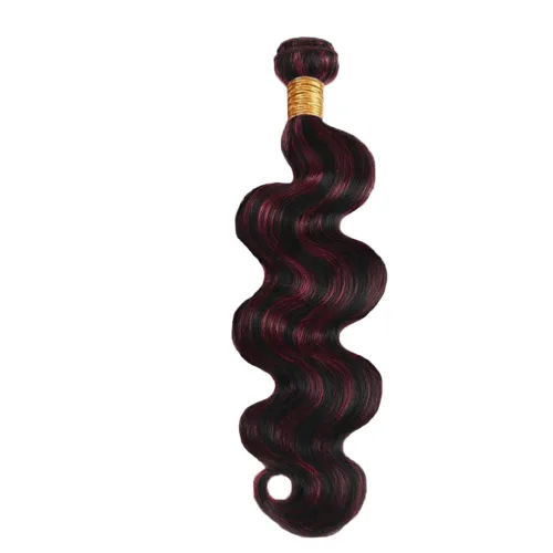 Vista 4 de P1B/99J - Paquetes de cabello humano ondulado de 12 pulgadas P1B/99J Negro Mezclado Con Borgoña BD