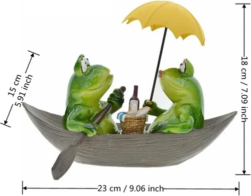 Vista 2 de Queemie® Estatuas creativas de resina de rana de pareja de navegación, adornos de animales de mascota románticos Fechado Amantes Figuras