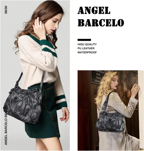Vista 6 de Angel Barcelo Bolso Hobo de moda espacioso para mujer, bolsos grandes y carteras para mujer