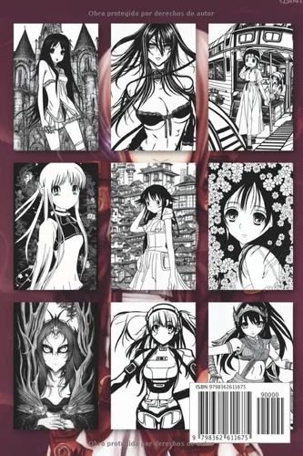 Vista 2 de Libro de Colorear Chicas Manga y Anime Libro de Colorear para Adultos con Personajes Femeninos de Fantasía, Ciencia Ficción, Cyberpunk, Steampunk