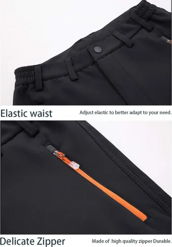 Vista 3 de EKLENTSON Pantalones de invierno para hombre con forro polar Softshell con bolsillos con cremallera
