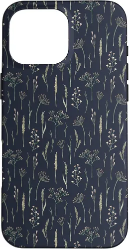 Vista 19 de Funda neutra Boho Dry Wildflower Meadow Botanical (azul marino) para iPhone 16