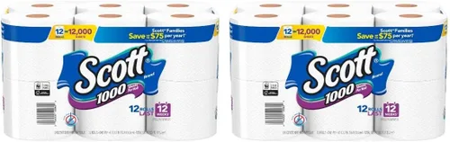 Vista 25 de Scott 1000 papel higiénico, 8 rollos, apto para tanque séptico, papel higiénico de 1 capa