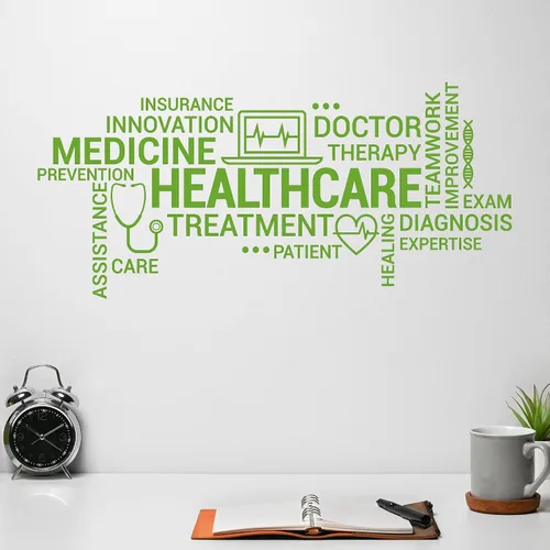 Vista 4 de Vinilo adhesivo para pared, diseño médico, terapia, medicina, clínica, pegatinas médicas, mural (ig6289), color negro