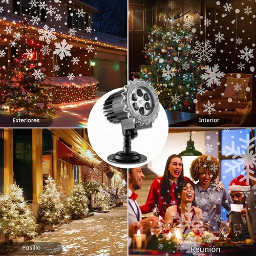 Vista 8 de Proyector de luces de copo de nieve para exteriores, 9 vatios súper brillantes, lámpara de nevada, proyección de luz nocturna, luces LED