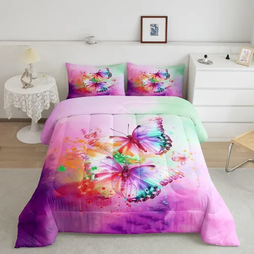 Vista 16 de Erosebridal Juego de ropa de cama de calavera gótica, flores mandala, mariposa hippie para niñas y niños, edredón de esqueleto de la muerte de Negro