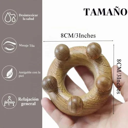 Vista 2 de OULIGET Herramientas de masaje abdominal de terapia de madera, masajeador de drenaje linfático, herramientas de raspado para esculpir el cuerpo