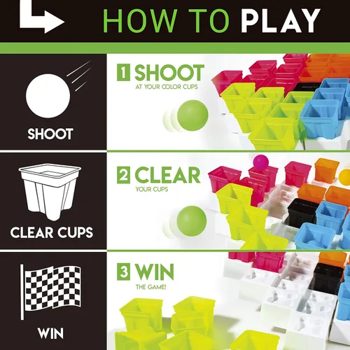 Vista 3 de Franklin Sports Battle Buckets Pong Games - Juegos de ping pong para cuatro jugadores de ritmo rápido - Diversión para niños y familias - Es un