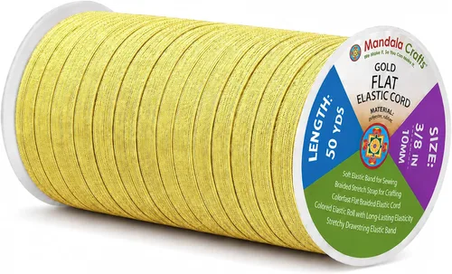 Vista 71 de Mandala Crafts 20 yardas 1/2 pulgada 0.472 in bandas elásticas beige