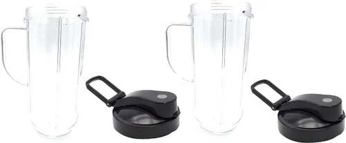 Vista 3 de Blendin Vaso de repuesto con tapa abatible para llevar, accesorios para tarros de licuadora compatibles con Magic Bullet Blender MB-1001, MB-1001B
