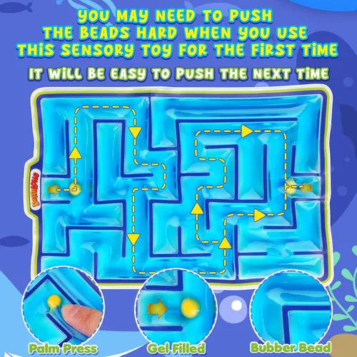 Vista 8 de Demilong Juguetes Sensoriales Fidget Marble Maze – Artículos Sensoriales Rellenos de Gel para Niños y Adolescentes con Autismo Juguetes Táctiles