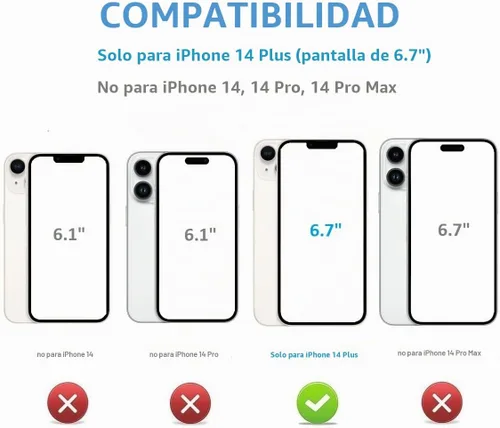 Vista 2 de ONETOP - Funda tipo cartera compatible con iPhone 14 Plus con soporte para tarjetas, funda de piel sintética con soporte y ranuras para tarjetas