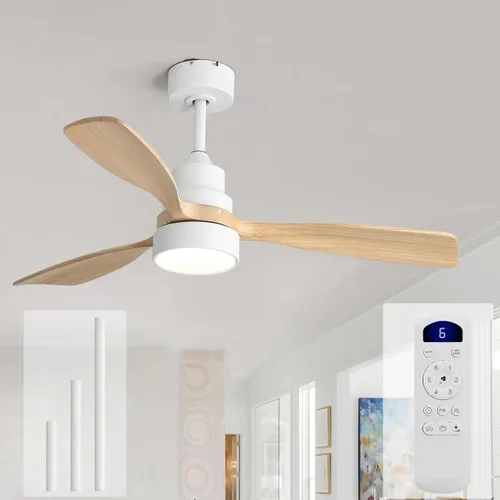 Vista 13 de Sofucor Ventiladores de Techo de 48 Pulgadas con Luces y Control Remoto - Ventilador de Techo Moderno de Montaje al Ras y Montaje con Varilla