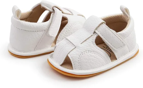 Vista 5 de WILLFUN Sandalias de verano para bebés niños y niñas, puntera cerrada, suela de goma suave, zapatos para exteriores para niños pequeños que caminan