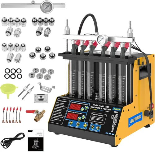 Vista 12 de AUTOOL Máquina probadora de limpiador de inyector de combustible, limpiador ultrasónico de inyección de combustible de 4 cilindros para inyectores