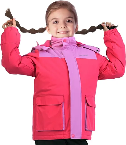Vista 22 de Chaqueta de esquí impermeable para niñas, chaqueta de snowboard para exteriores, resistente al viento, con forro polar, abrigo de nieve cálido