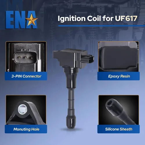 Vista 4 de ENA Juego de 6 bobinas de encendido y bujías iridio platino 3.7 5.6 compatibles con Infiniti Nissan 370Z FX37 G37 M37 Q40 Q50 Q60 Q70 QX70 3.7L 5.6L
