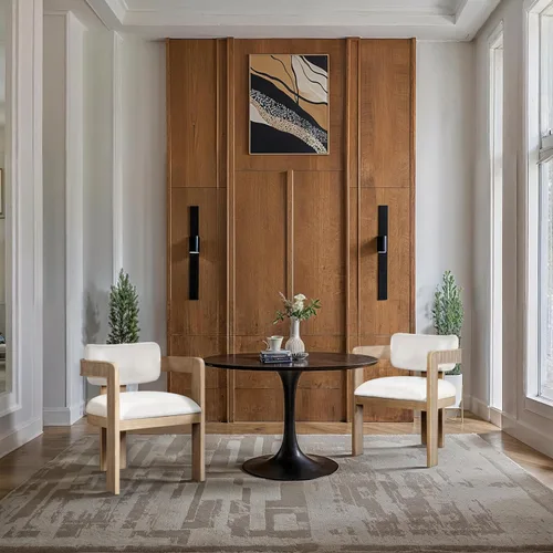 Vista 2 de Meridian Furniture 11094Cream-C Sacha Collection Silla de comedor Art Deco, terciopelo crema Ultra Luxe, terciopelo de 460 GSM, acabado natural