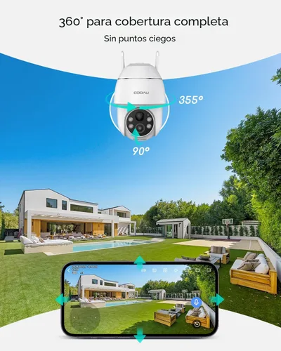 Vista 5 de COOAU 2.5K/4MP cámaras de seguridad solares inalámbricas al aire libre