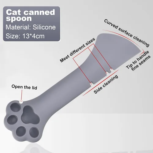 Vista 9 de mwellewm Juego de 3 suministros de latas de comida para mascotas, fundas universales de silicona para latas de gatos, mini espátula multifuncional 3