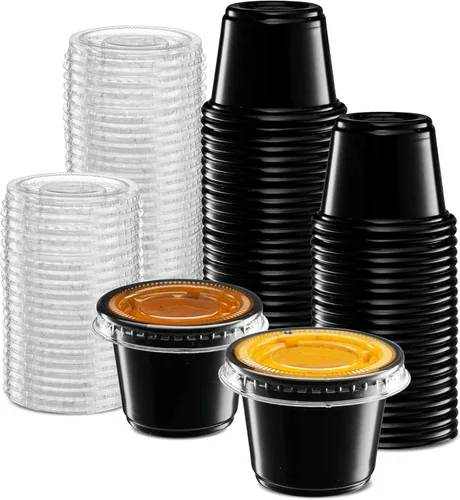 Vista 8 de Vasos de plástico sumergibles negros para porciones de 4 oz - 100