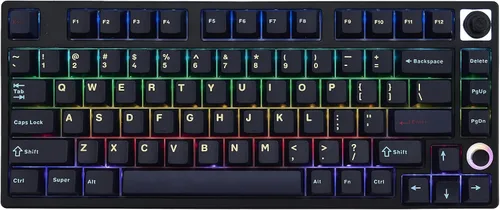 Vista 2 de KEYMECHER Teclado mecánico para juegos 75%, retroiluminación RGB Hotswap inalámbrico con Bluetooth, conexión de 2.4G y cable, interruptores