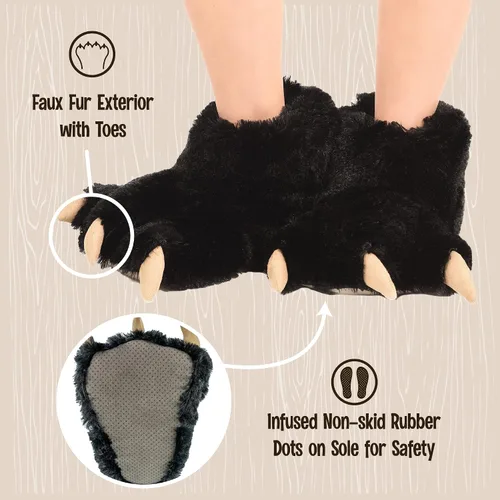 Vista 5 de Lazy One - Pantuflas con diseño de garra de animal para niños y adultos, disfraz divertido para niños, cálidas pantuflas peludas
