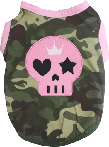 Vista 11 de Petitebella Camisa para perro cachorro con cara de calavera rosa (negro, XS)