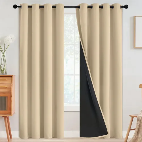 Vista 32 de SimpleHome - Cortinas opacas 100% para recámara, cortinas de ventana con ojales beige, con aislamiento térmico, cortinas de oscurecimiento