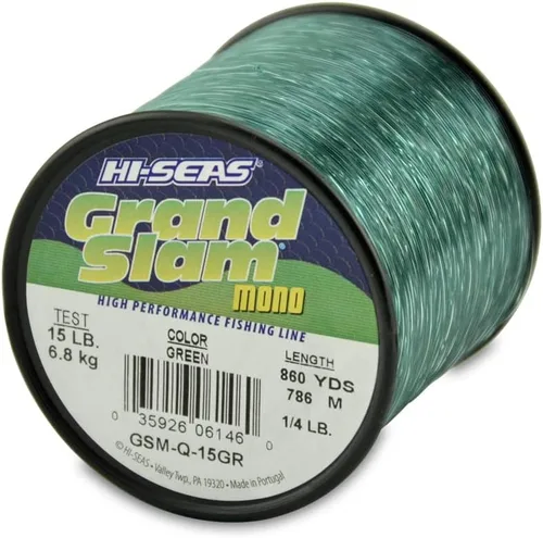 Vista 52 de HI-SEAS Línea de pesca de monofilamento Grand Slam - Fuerte y resistente a la abrasión en transparente, rosa, verde, azul humo, amarillo Amarillo