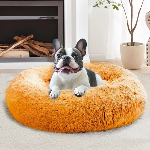 Vista 51 de JOLLYVOGUE - Cama calmante para perros y gatos pequeños y medianos, antiansiedad, redonda, suave, acogedora con parte inferior antideslizante