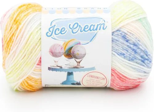 Vista 58 de Lion Brand Yarn, Hilo para Bebé Ice Cream para tejer, ganchillo y manualidades, Baseball Nut, 1 paquete, fibra acrílica colorida de peso DK