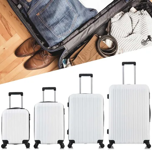 Vista 2 de 4 piezas equipaje conjuntos ligero ABS durable maleta Spinner ruedas Hardshell viaje maletas, Blanco leche, Equipaje ligero e impermeable con rueda