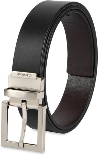 Vista 12 de Calvin Klein Cinturón reversible de cuero para hombre - 2-en-1 Estilo moderno versátil Negro/Negro