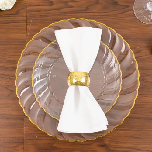 Vista 5 de Efavormart - Paquete de 10 platos de plástico transparente para fiestas, platos redondos desechables de postre de ensalada de 7.5 pulgadas con borde