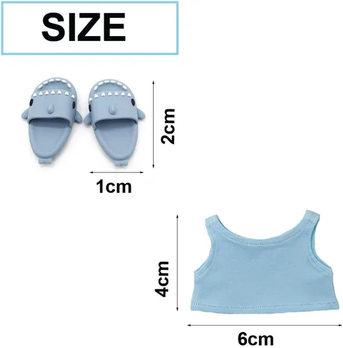 Vista 2 de Conjunto de disfraz de hámster con camisa, sombrero, zapatos, pantuflas de tiburón lindo animal pequeño para mascotas reales, ropa de fiesta de Azul
